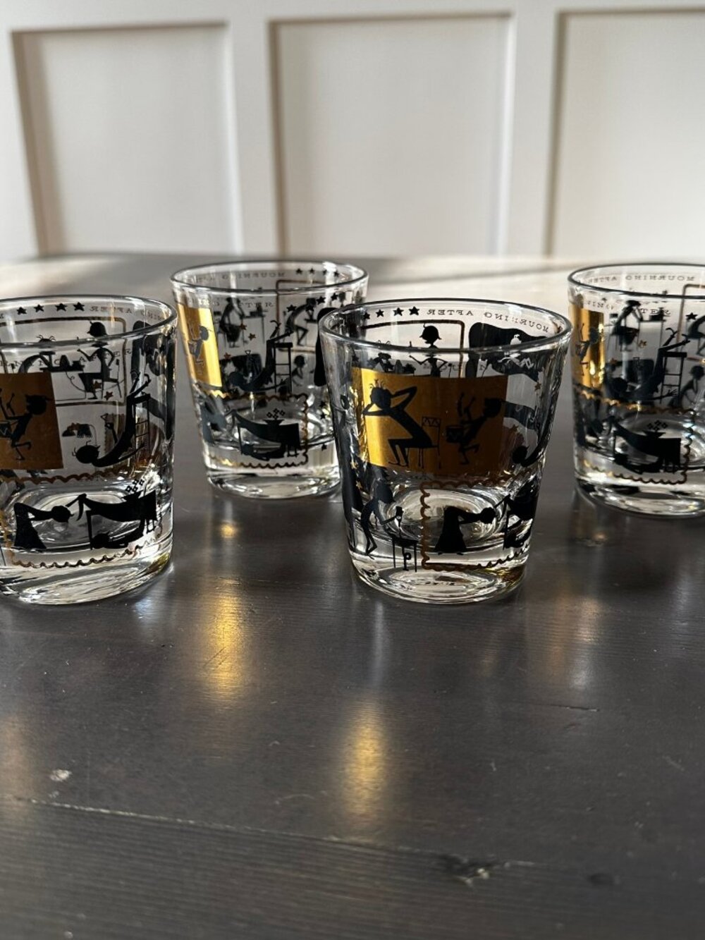 Vintage Mid Century “Mourning After” Cocktail Glasses – Set of 4 🍸😂 Atomic Bar